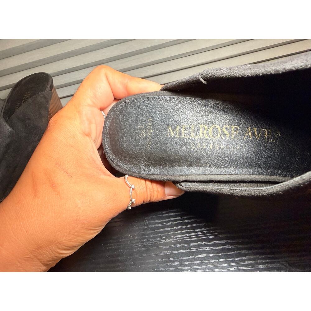 Melrose Ave Vegan Suede Mule Heels Black Slip On Block Heel Shoes Women’s Size 9 - Picture 2 of 11